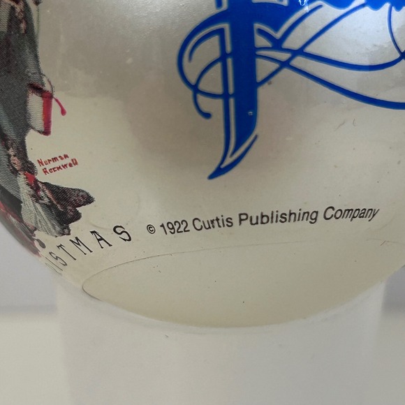 Norman Rockwell Christmas Ornament Peace Santa Glass Ball 1922 Curtis Vintage - Picture 3 of 5